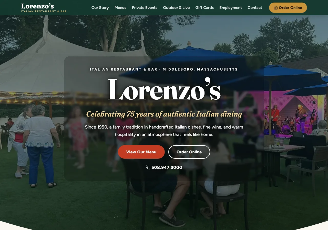 Lorenzo's Italian Restaurant & Bar — new site by Wicked Fast Web