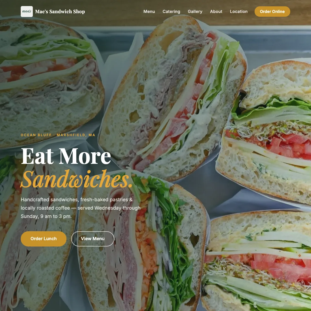 Mae's Sandwich Shop — new site by Wicked Fast Web