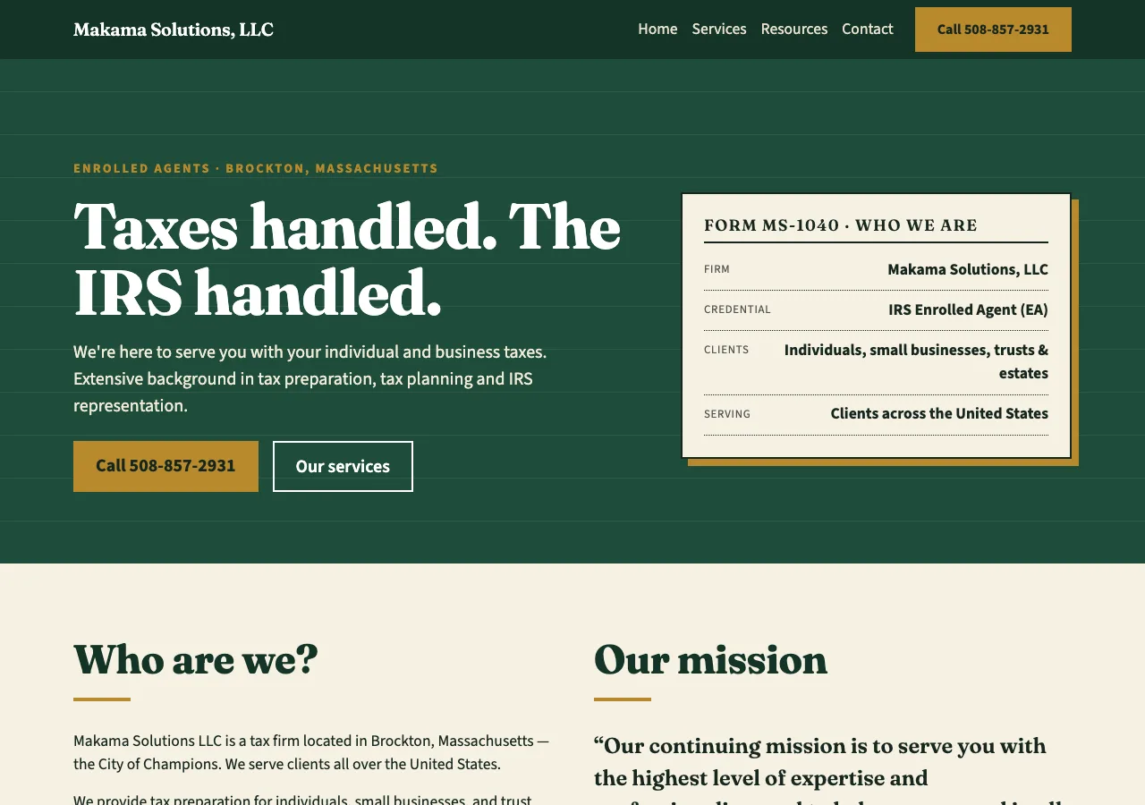 Makama Solutions, LLC — new site by Wicked Fast Web