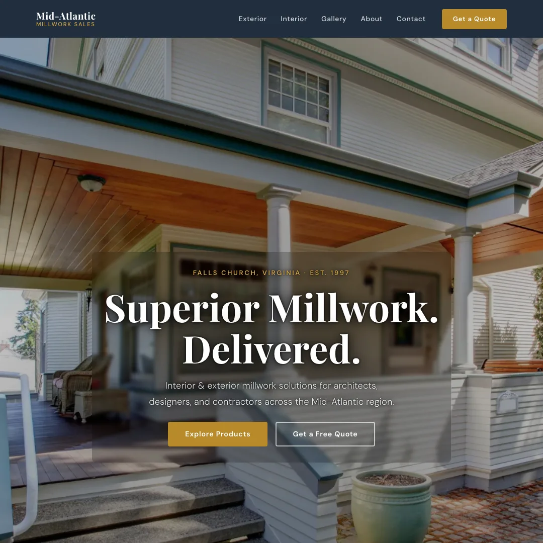 Mid-Atlantic Millwork Sales — new site by Wicked Fast Web