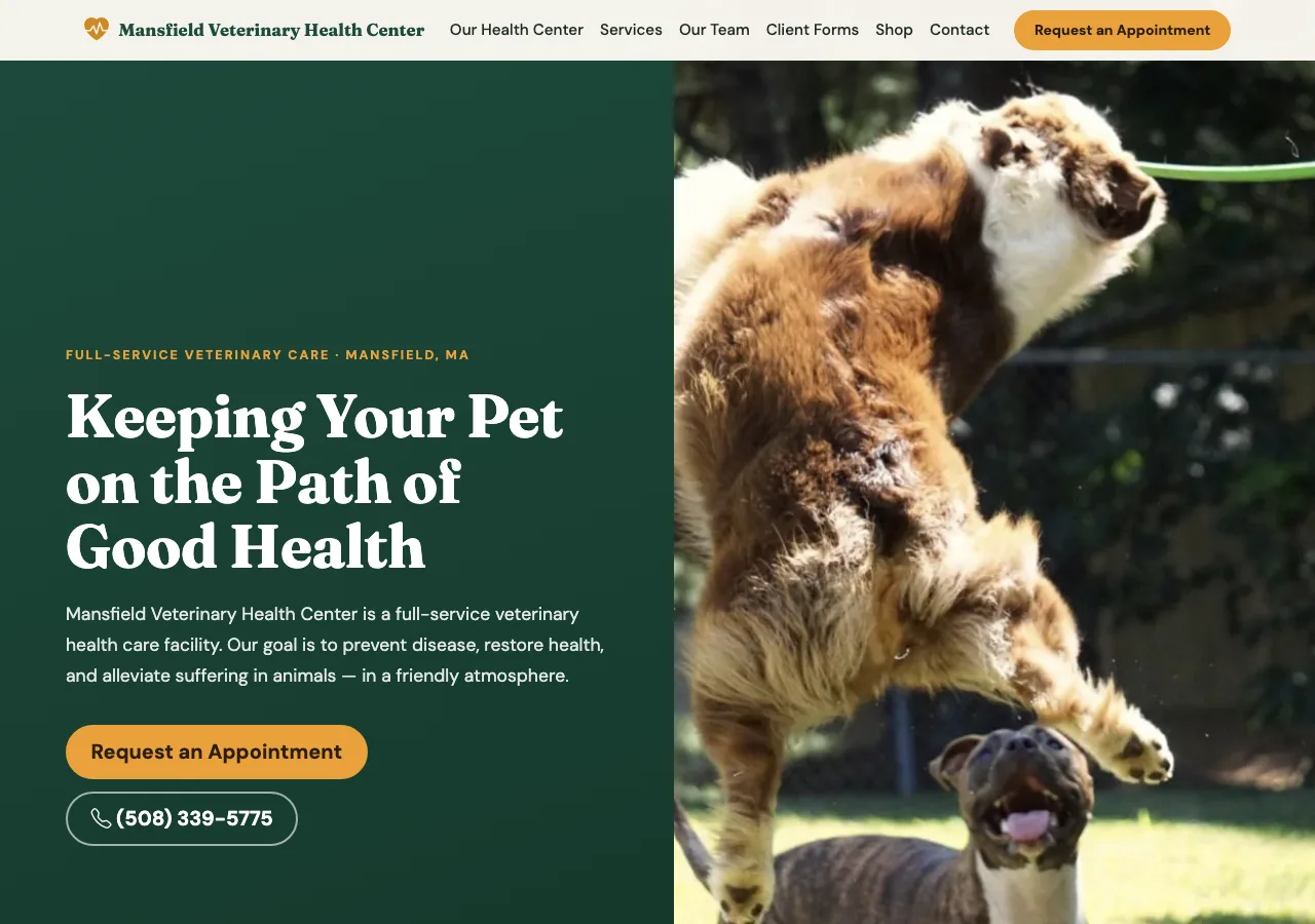 Mansfield Veterinary Health Center — new site by Wicked Fast Web