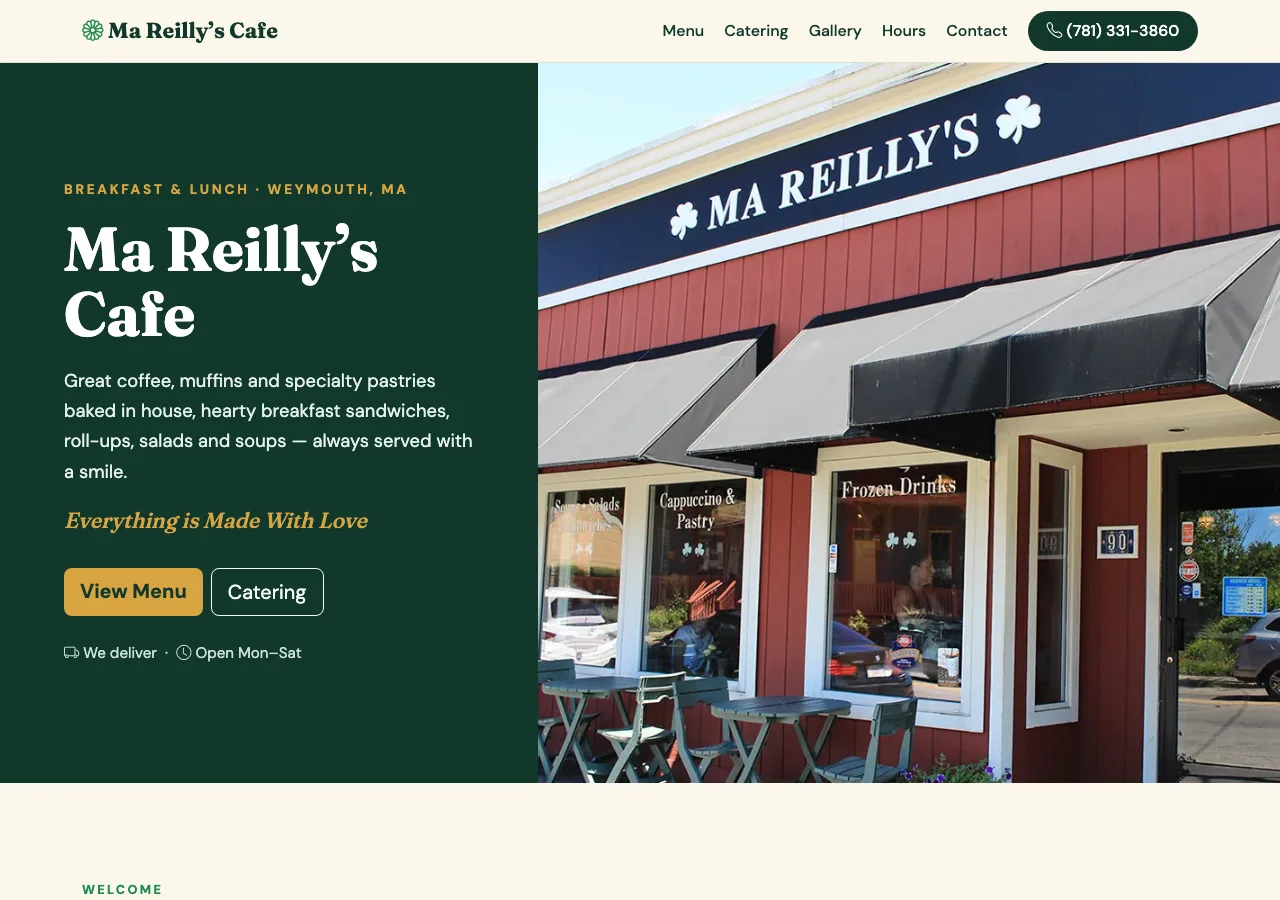 Ma Reilly's Cafe — new site by Wicked Fast Web