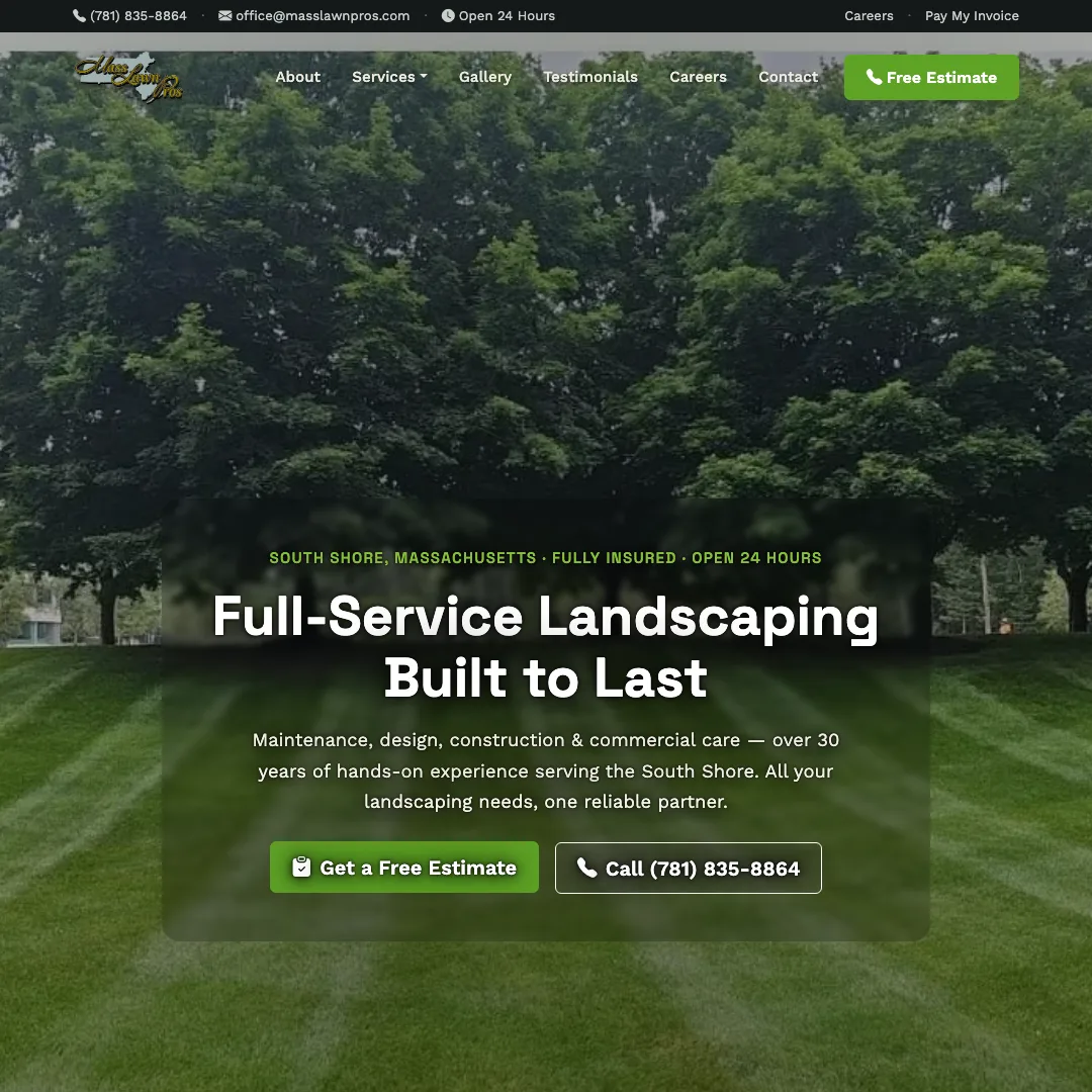 Mass Lawn Pros — new site by Wicked Fast Web