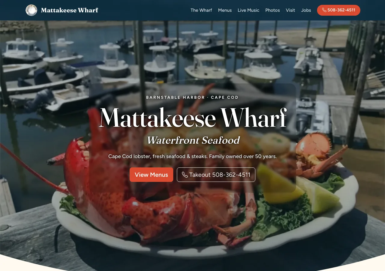 Mattakeese Wharf Waterfront Seafood — new site by Wicked Fast Web