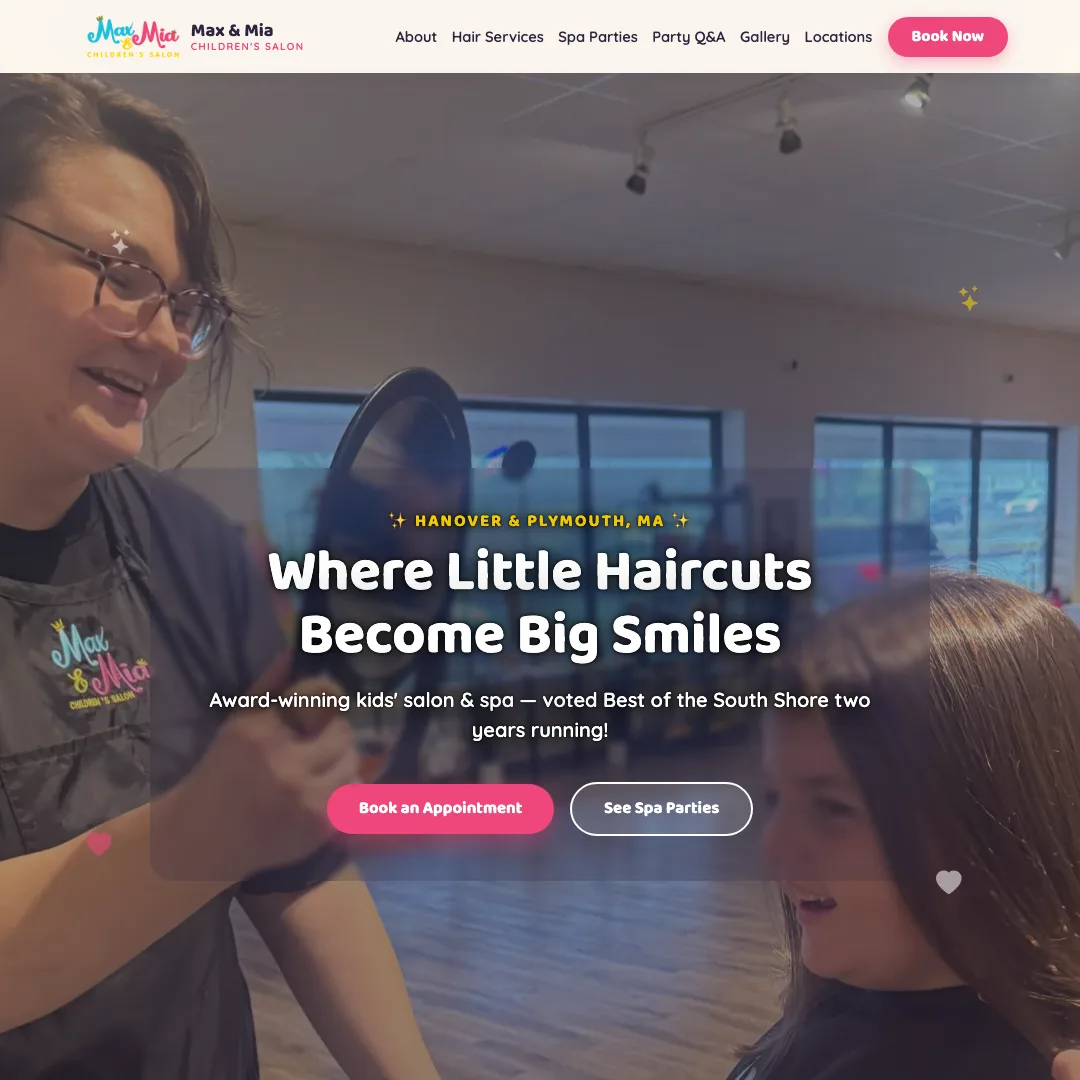 Max & Mia Children's Salon — new site by Wicked Fast Web