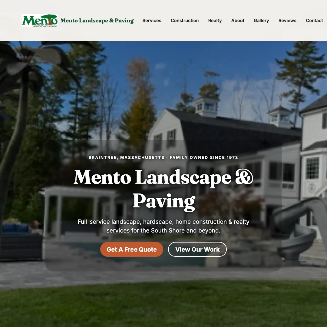 Mento Landscape and Paving — new site by Wicked Fast Web
