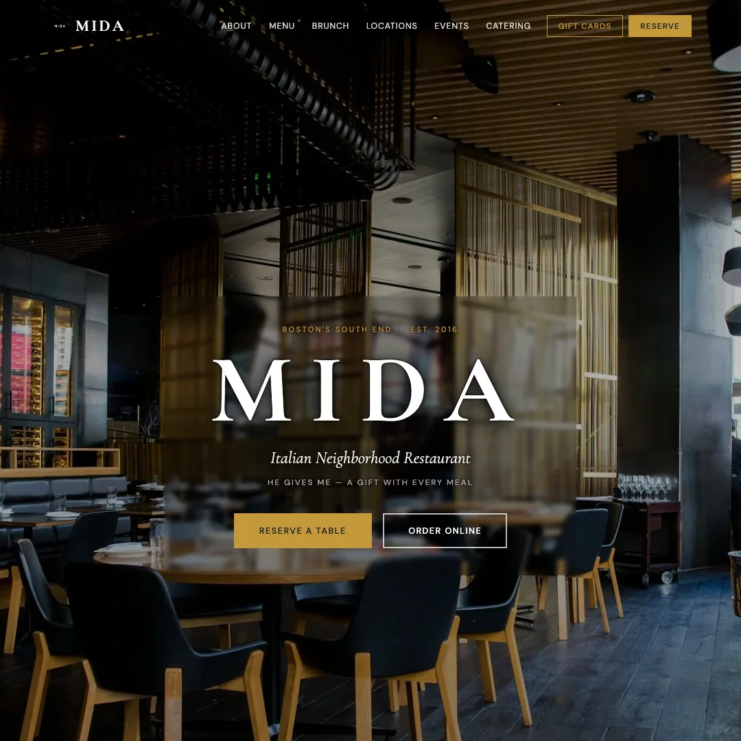 MIDA Restaurant — new site by Wicked Fast Web