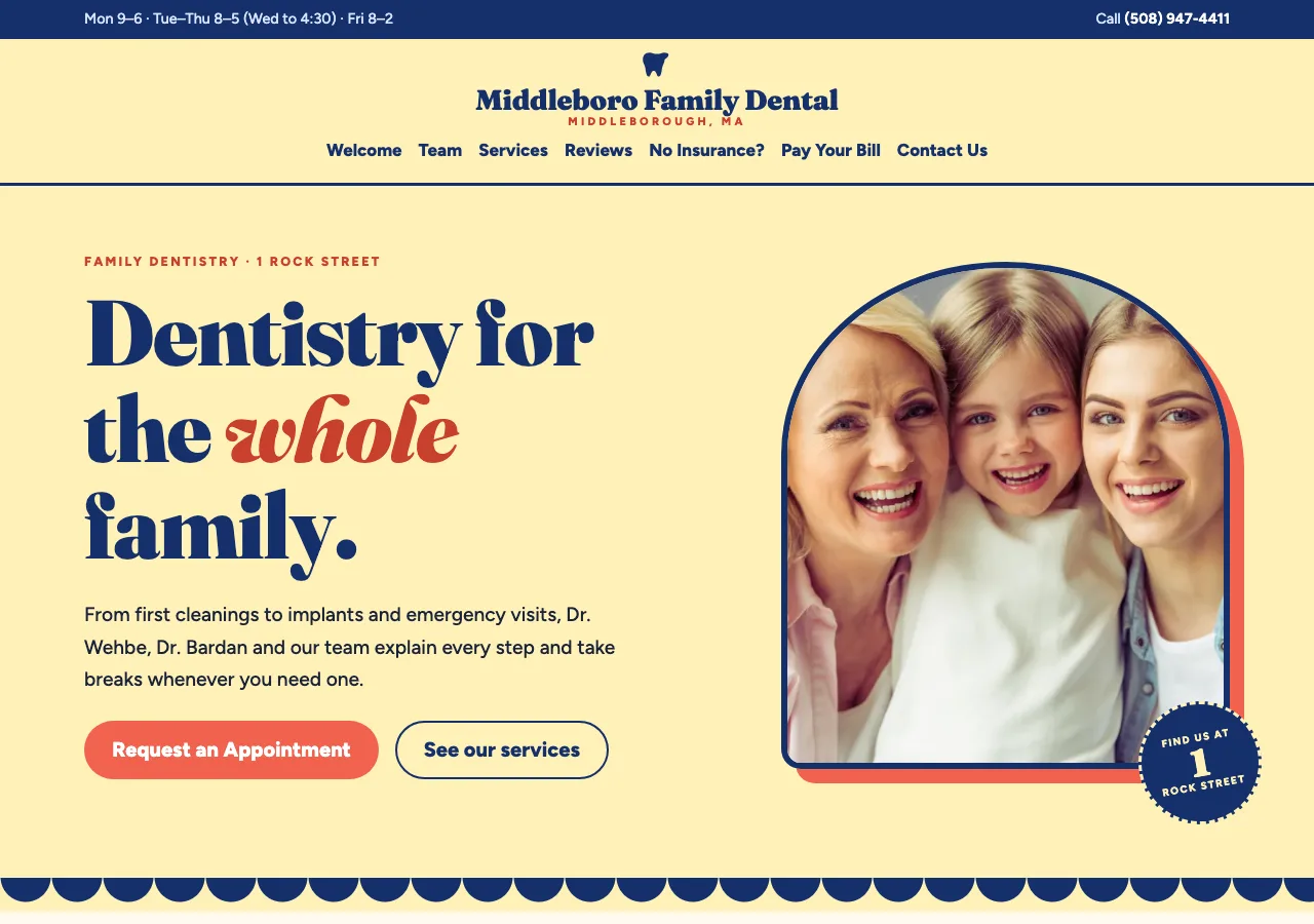 Middleboro Family Dental &mdash; your new site