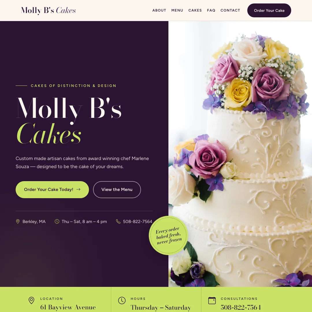 Molly B's Cakes — new site