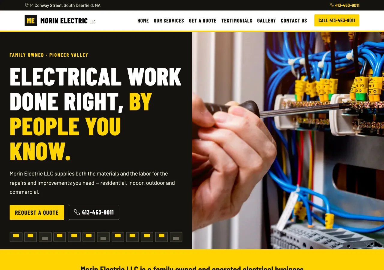 Morin Electric LLC — new site by Wicked Fast Web