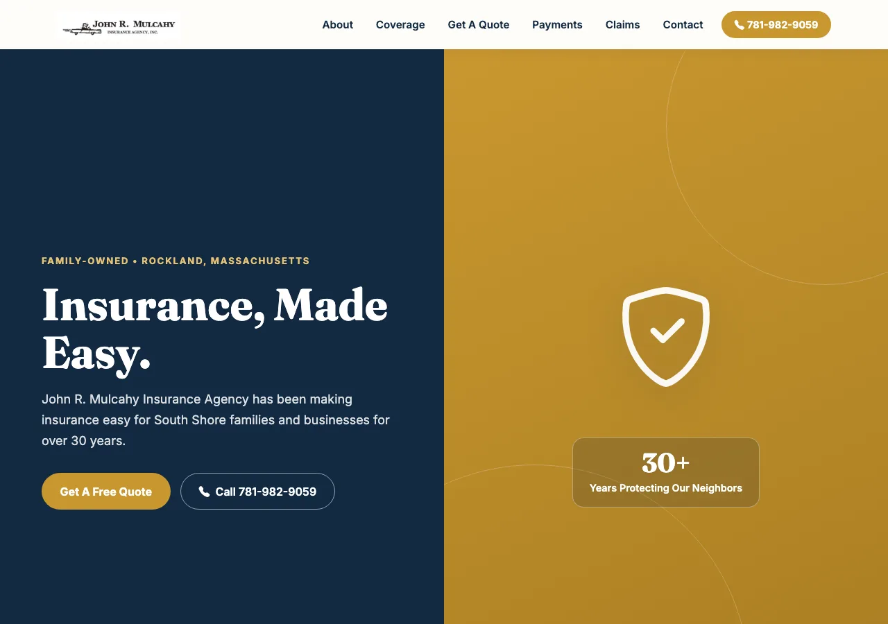 John R. Mulcahy Insurance Agency — new site