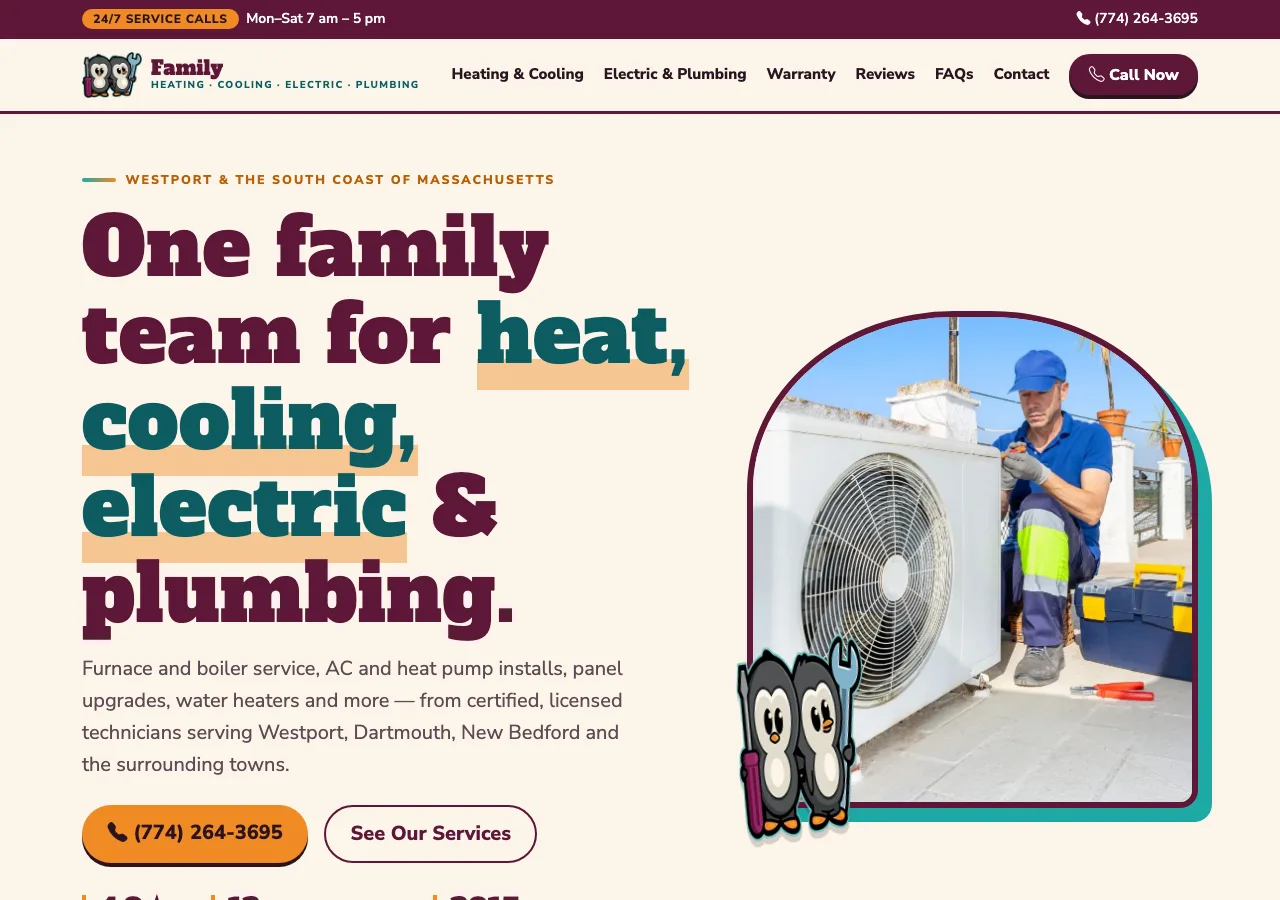 Family Heating, Cooling, Electric & Plumbing &mdash; your new site