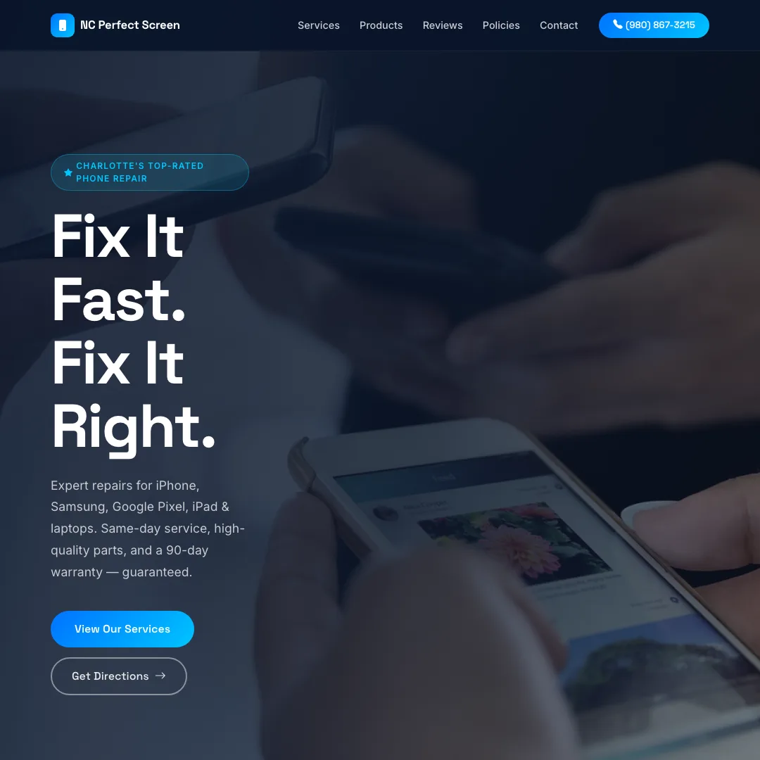 NC Perfect Screen — new site by Wicked Fast Web