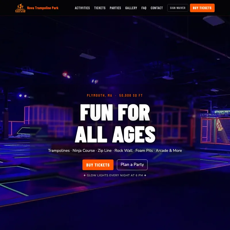 Nova Trampoline Park — new site by Wicked Fast Web