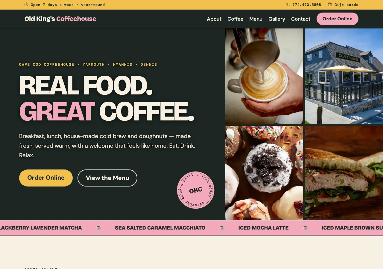 Old King's Coffeehouse — new site by Wicked Fast Web