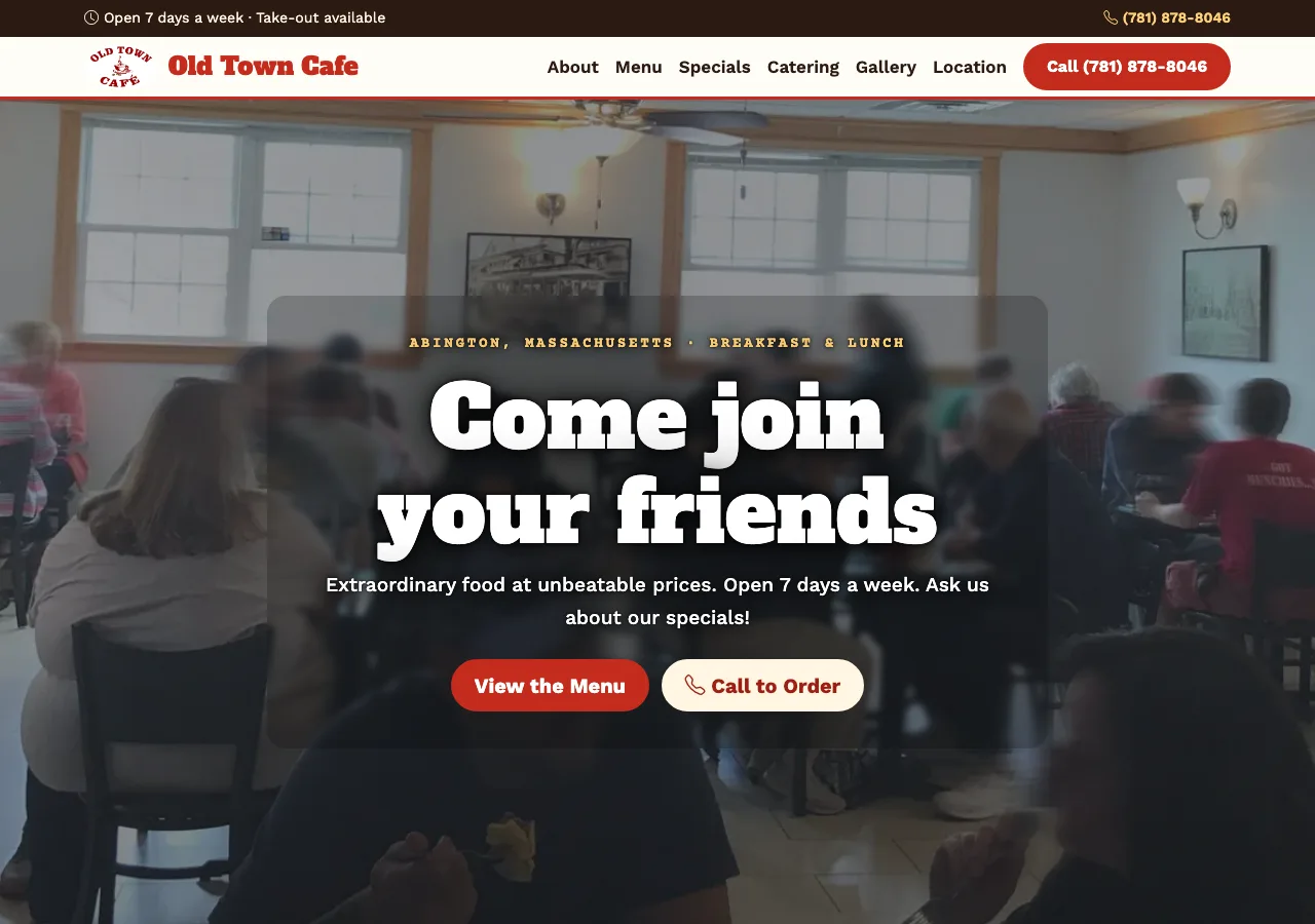Old Town Cafe — new site by Wicked Fast Web
