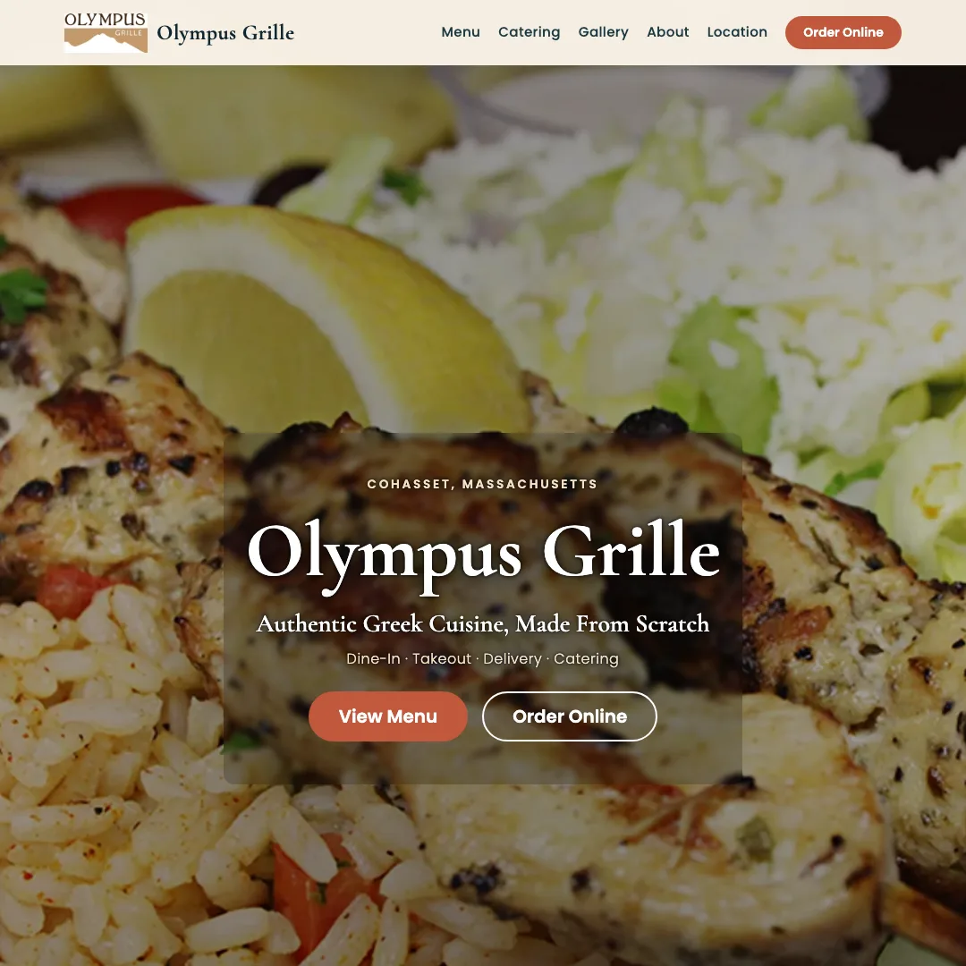 Olympus Grille — new site by Wicked Fast Web