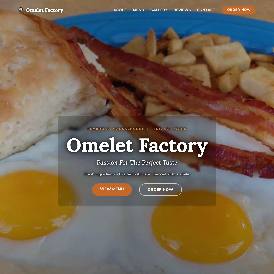 Omelet Factory — new site by Wicked Fast Web