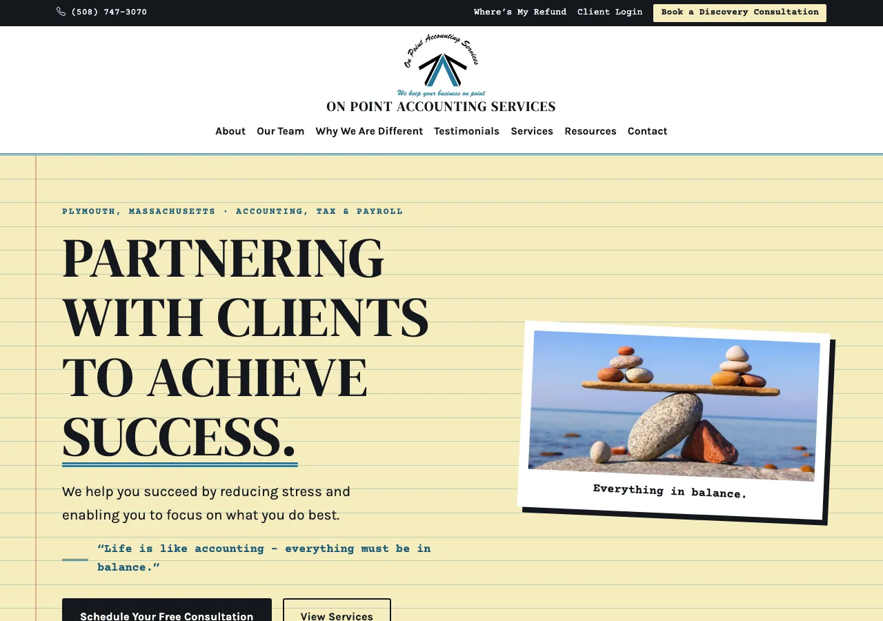 On Point Accounting Services — new site by Wicked Fast Web