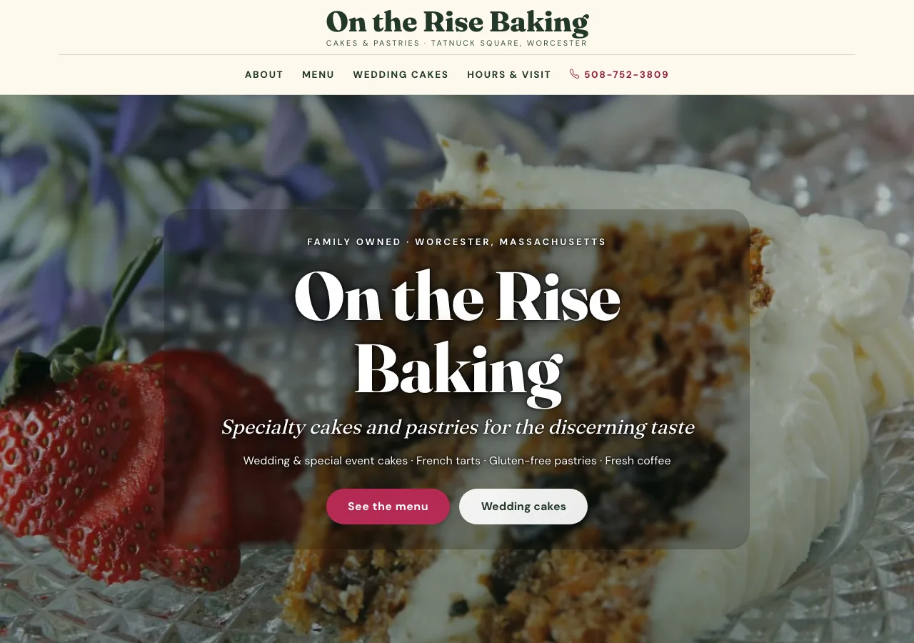 On the Rise Baking — new site by Wicked Fast Web