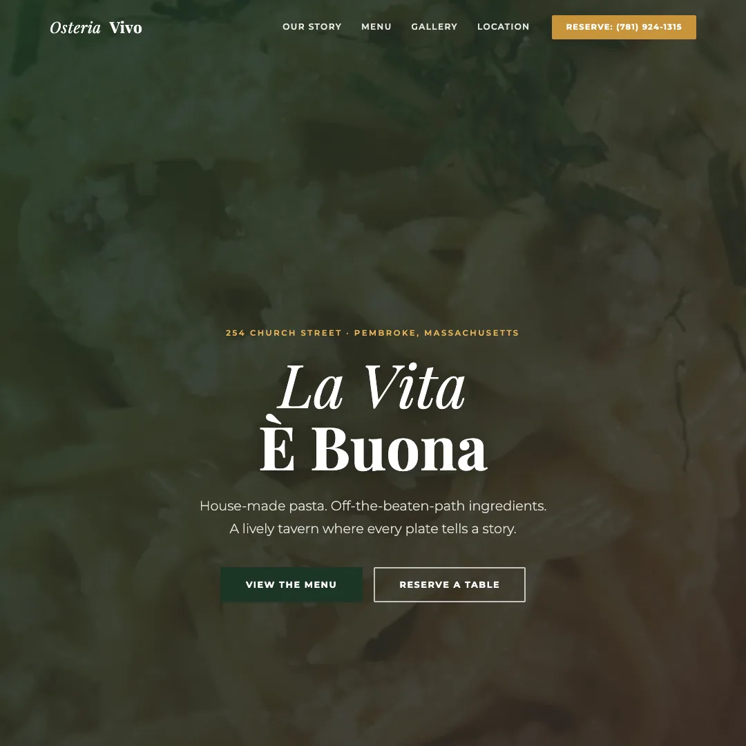 Osteria Vivo — new site by Wicked Fast Web