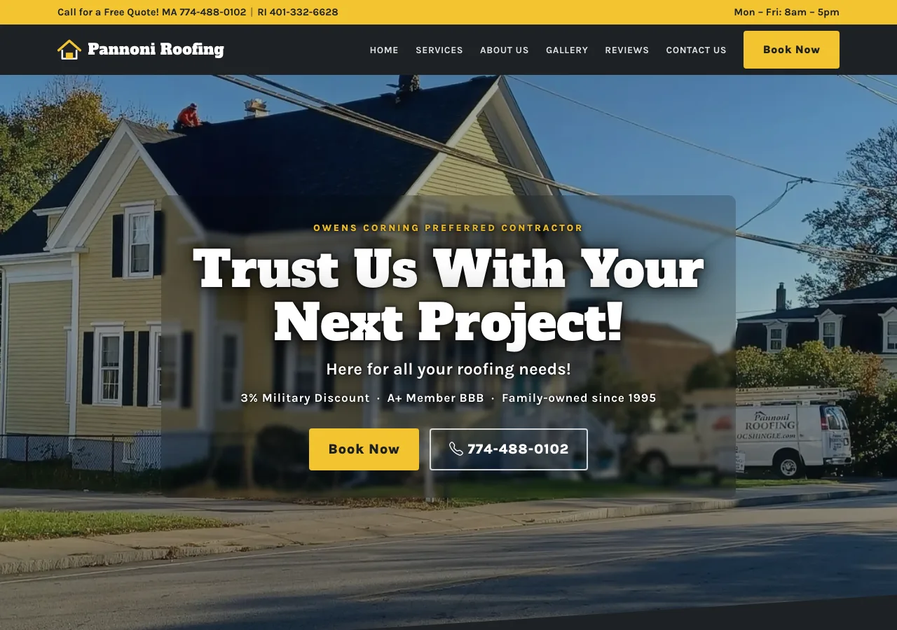Pannoni Roofing — new site by Wicked Fast Web