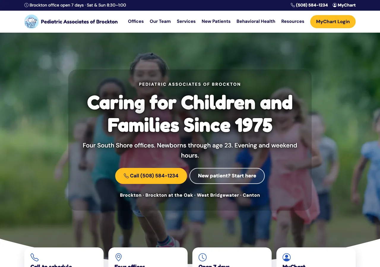 Pediatric Associates of Brockton — new site by Wicked Fast Web