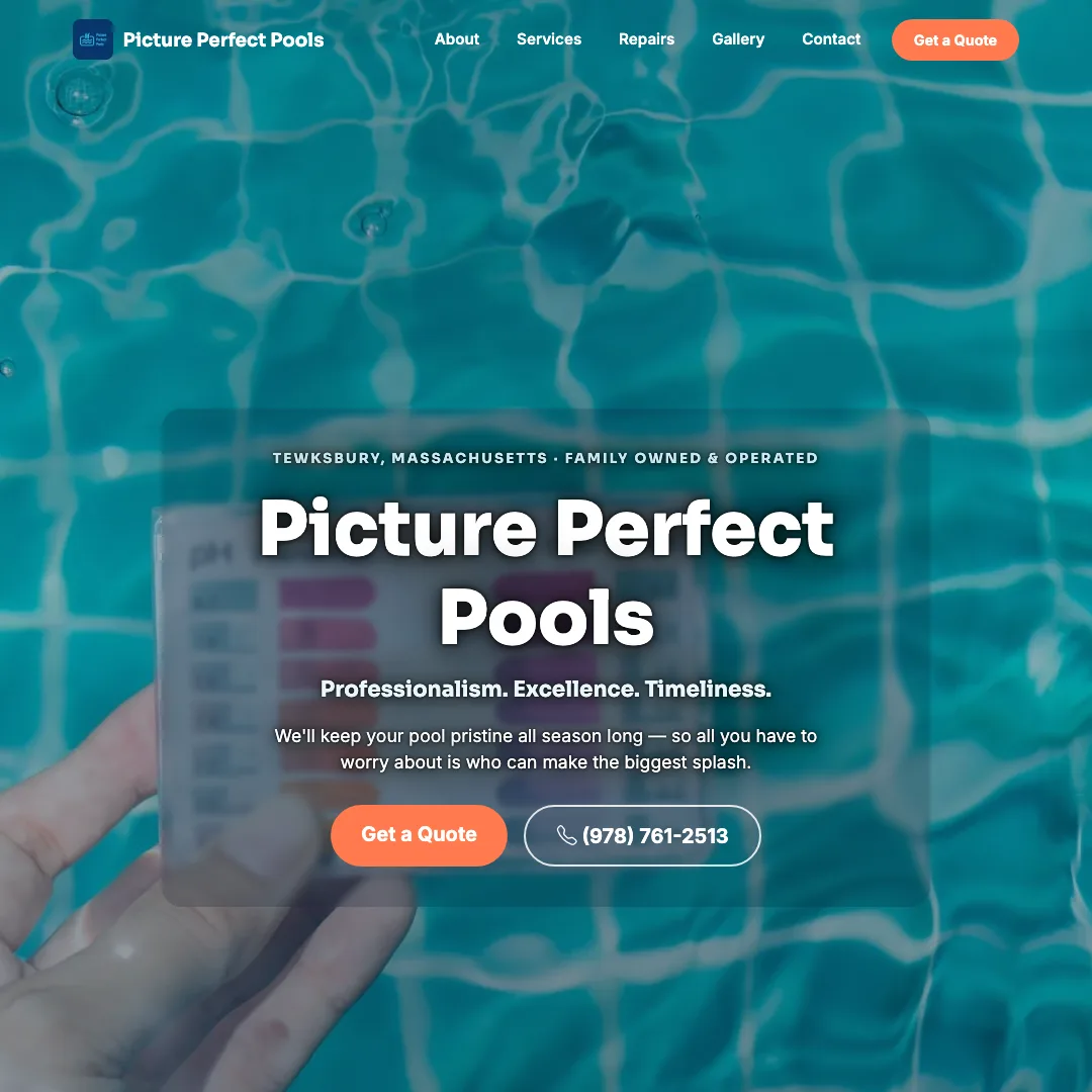 Picture Perfect Pools — new site by Wicked Fast Web