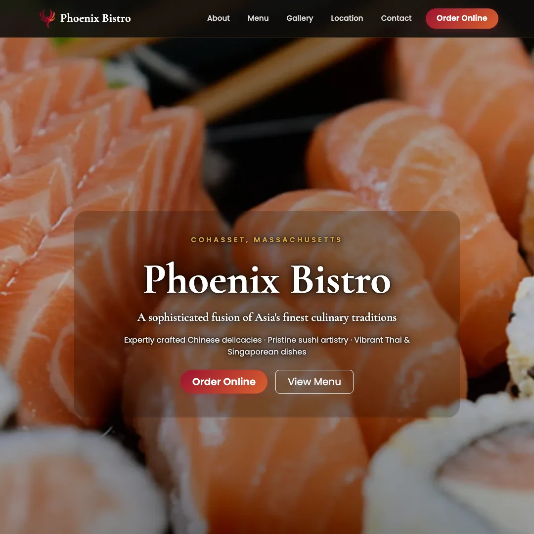 Phoenix Bistro — new site by Wicked Fast Web