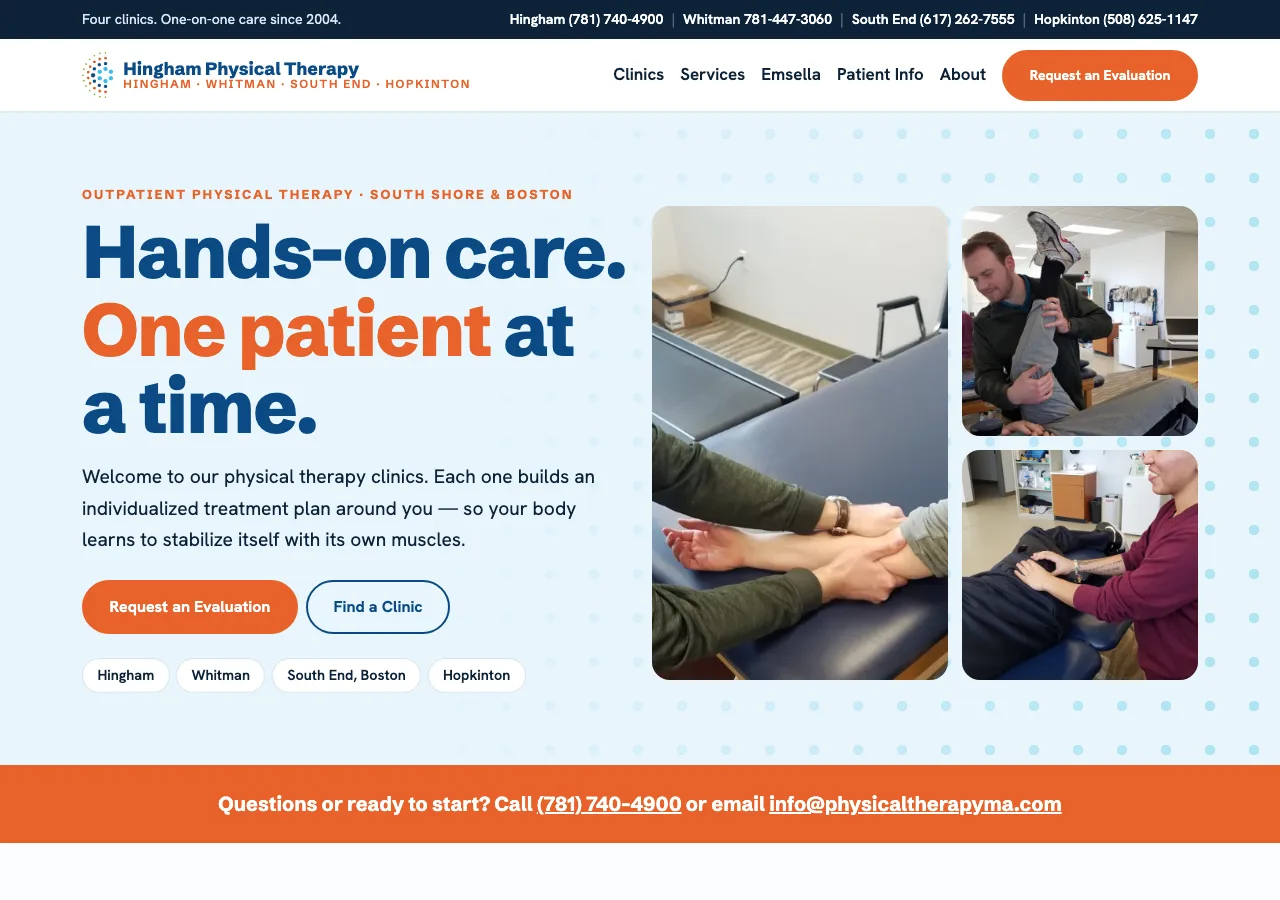 Hingham Physical Therapy — new site by Wicked Fast Web