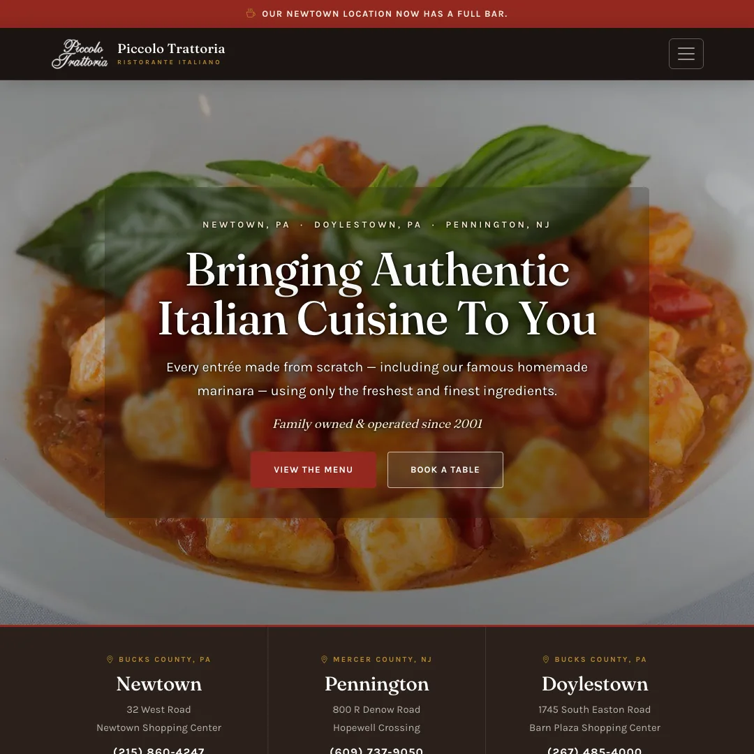 Piccolo Trattoria — new site by Wicked Fast Web