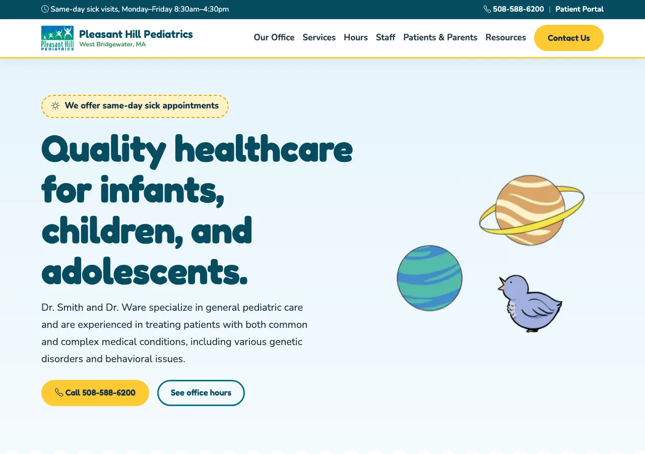 Pleasant Hill Pediatrics — new site by Wicked Fast Web