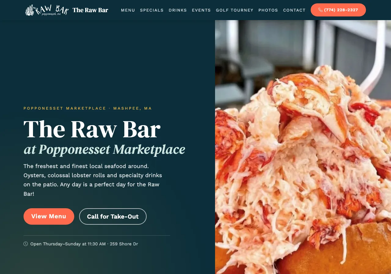 The Raw Bar at Popponesset Marketplace — new site by Wicked Fast Web