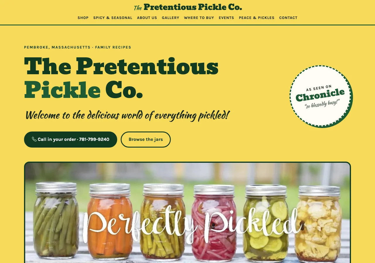 The Pretentious Pickle Co. — new site by Wicked Fast Web