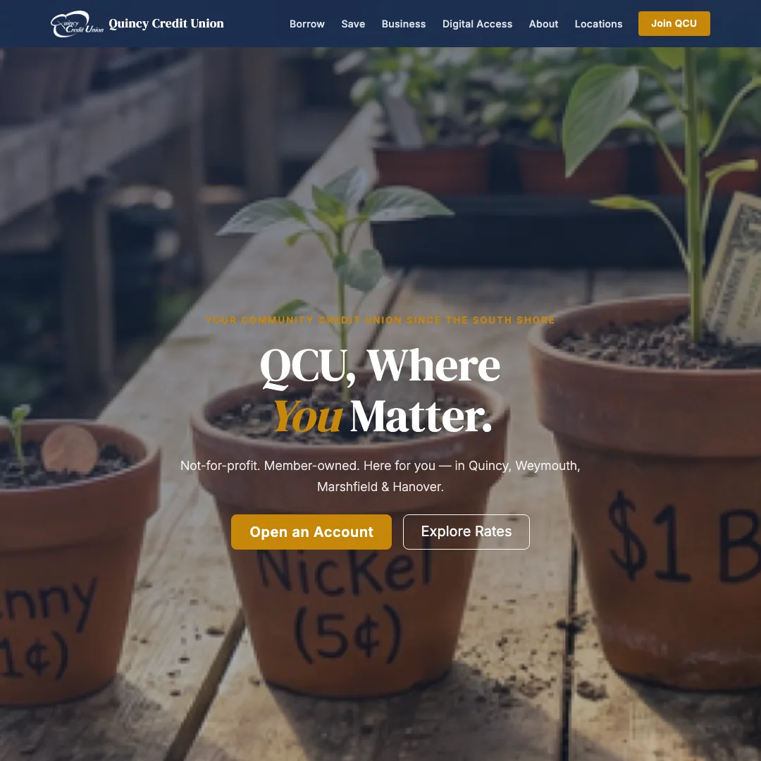 Quincy Credit Union — new site by Wicked Fast Web