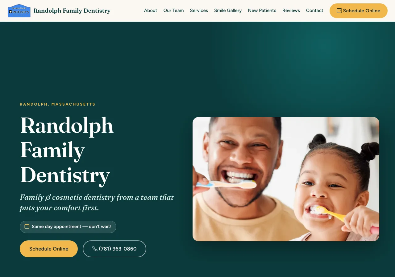 Refreshed website for Randolph Family Dentistry