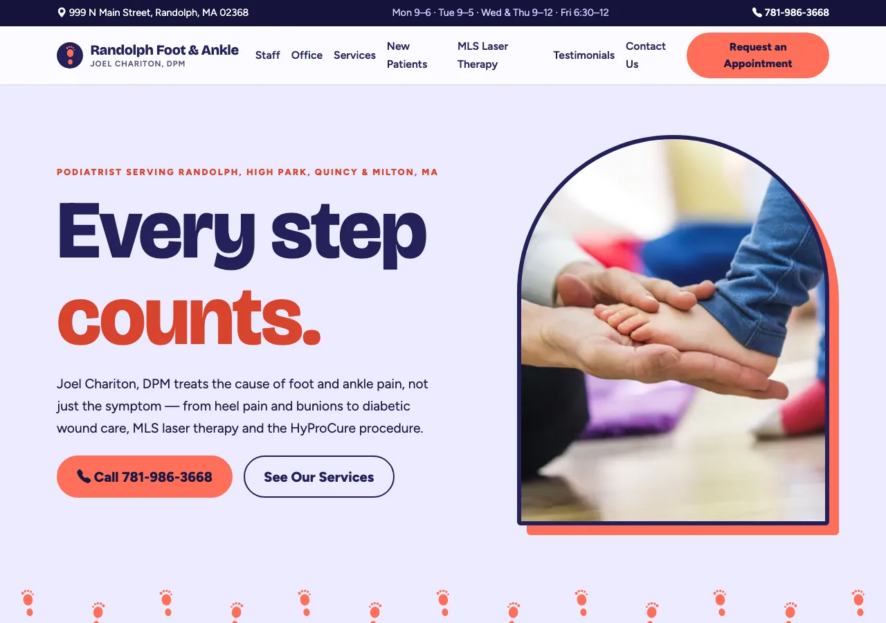Randolph Foot & Ankle — new site by Wicked Fast Web