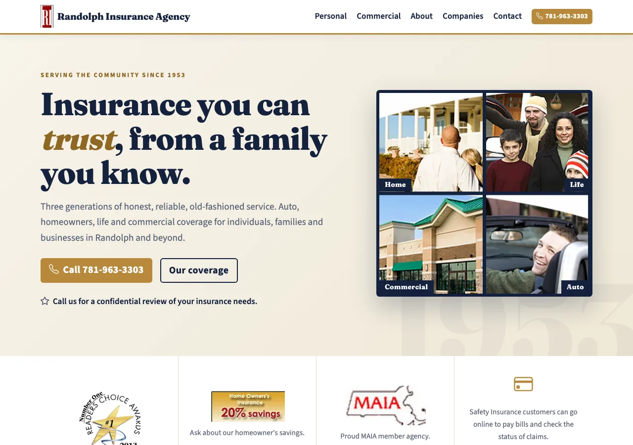 Randolph Insurance Agency — new site by Wicked Fast Web
