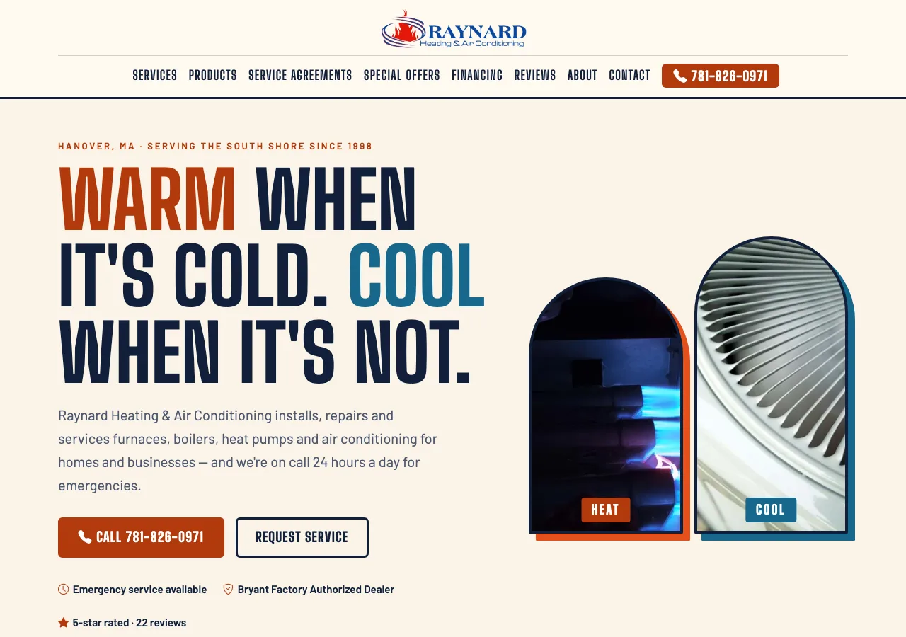 Raynard Heating & Air Conditioning — new site by Wicked Fast Web