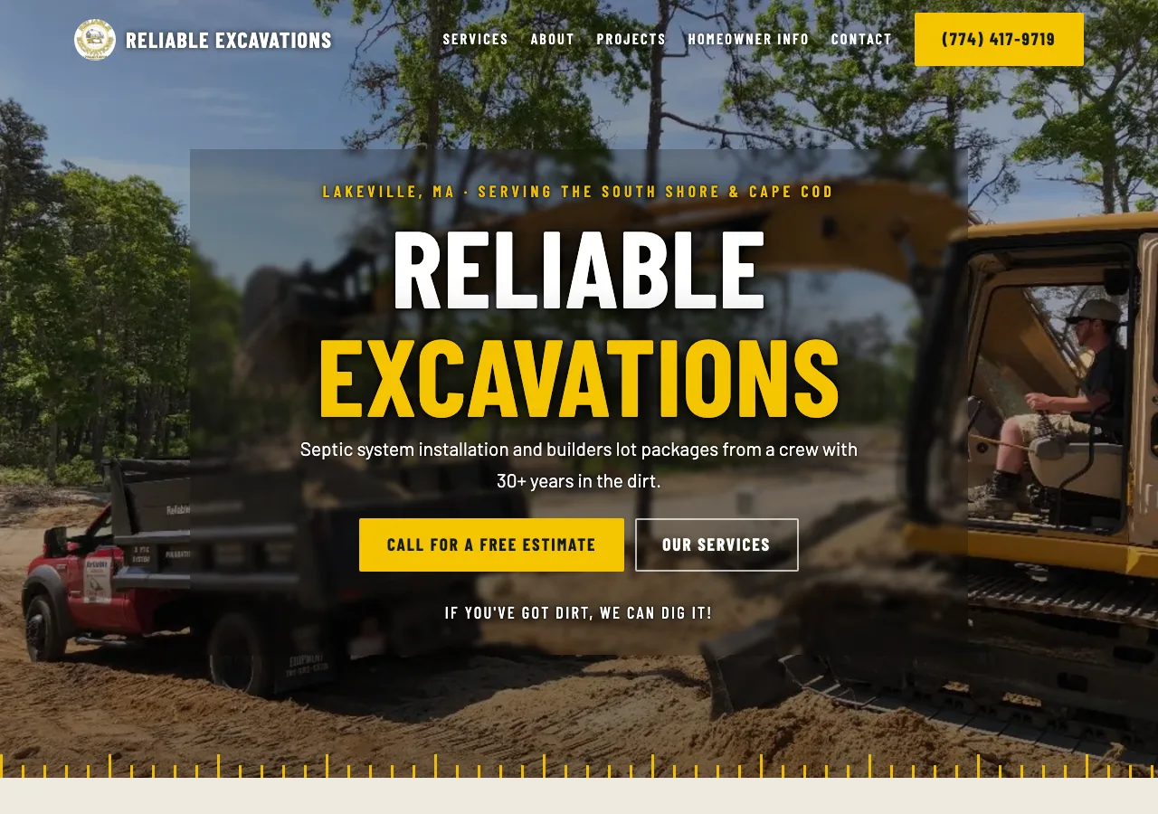 Reliable Excavations &mdash; your new site