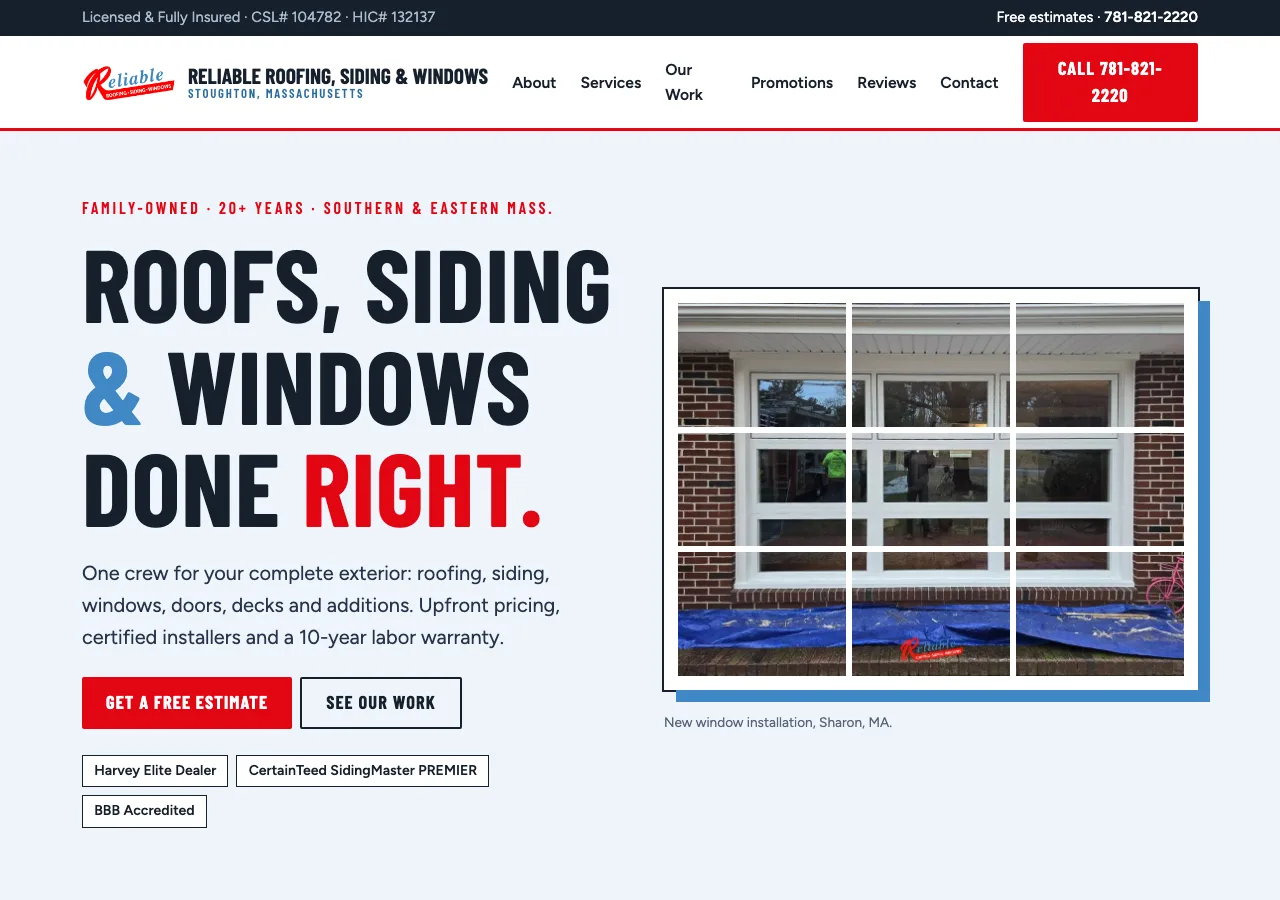 Reliable Roofing, Siding & Windows &mdash; your new site