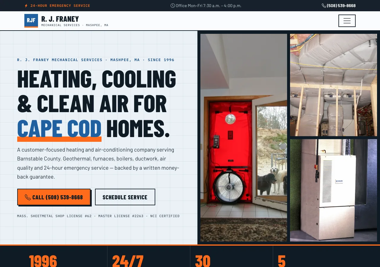 R. J. Franey Mechanical Services — new site by Wicked Fast Web