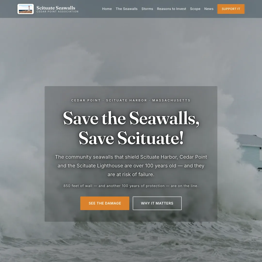 Scituate Seawalls — new site by Wicked Fast Web