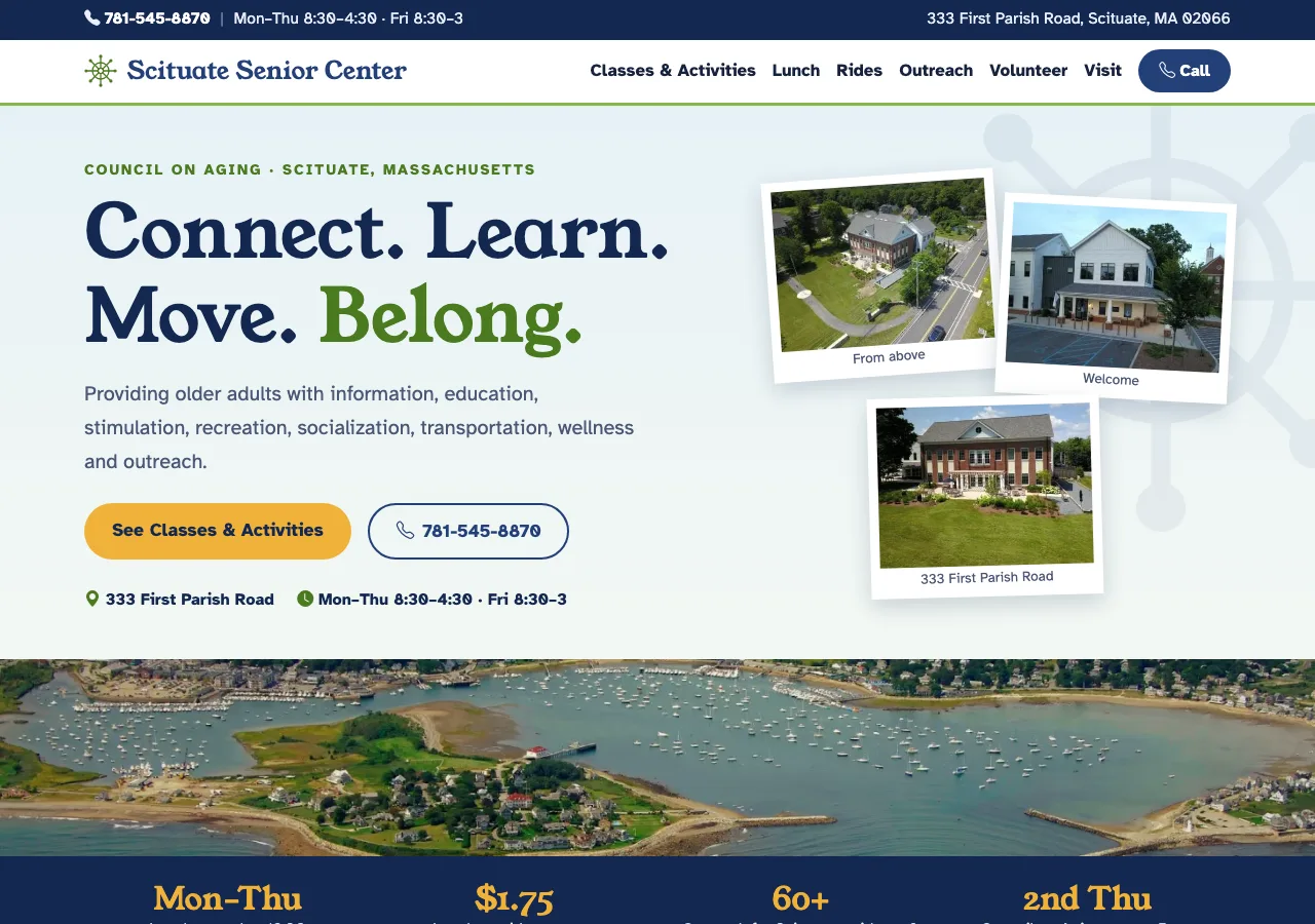 The new Scituate Senior Center website