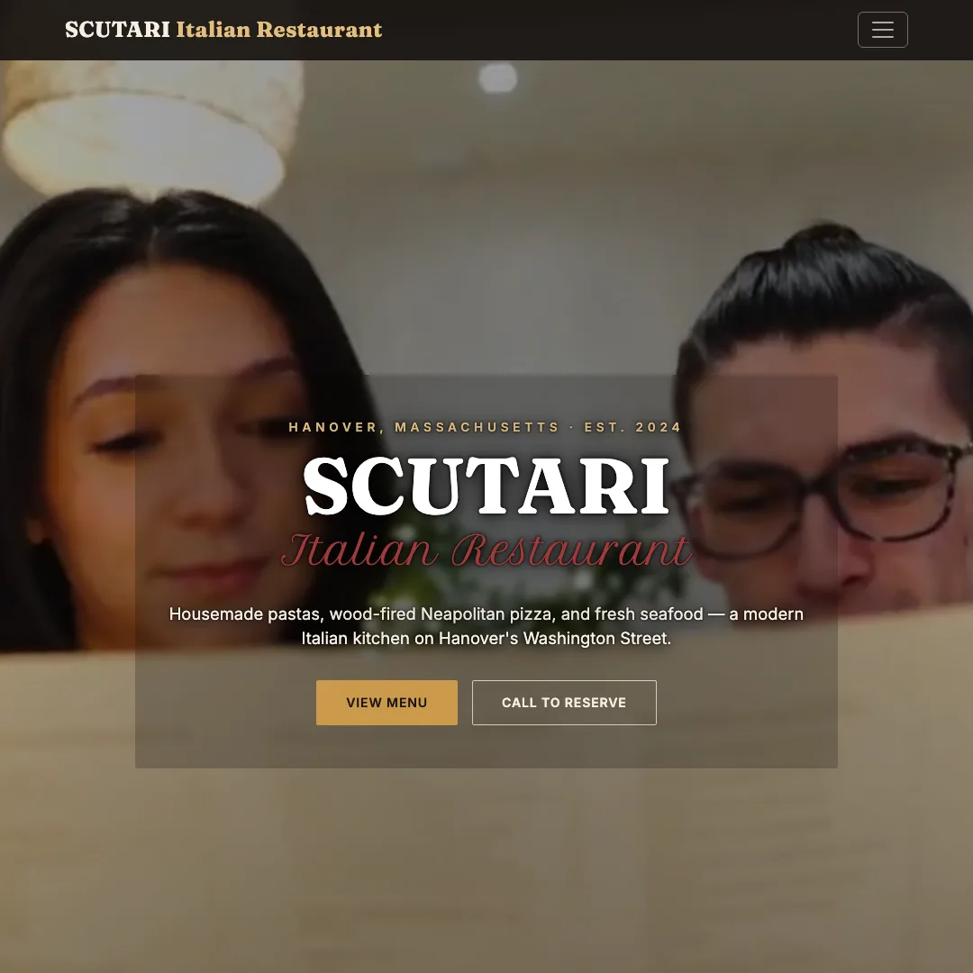 Scutari Italian Restaurant — new site by Wicked Fast Web