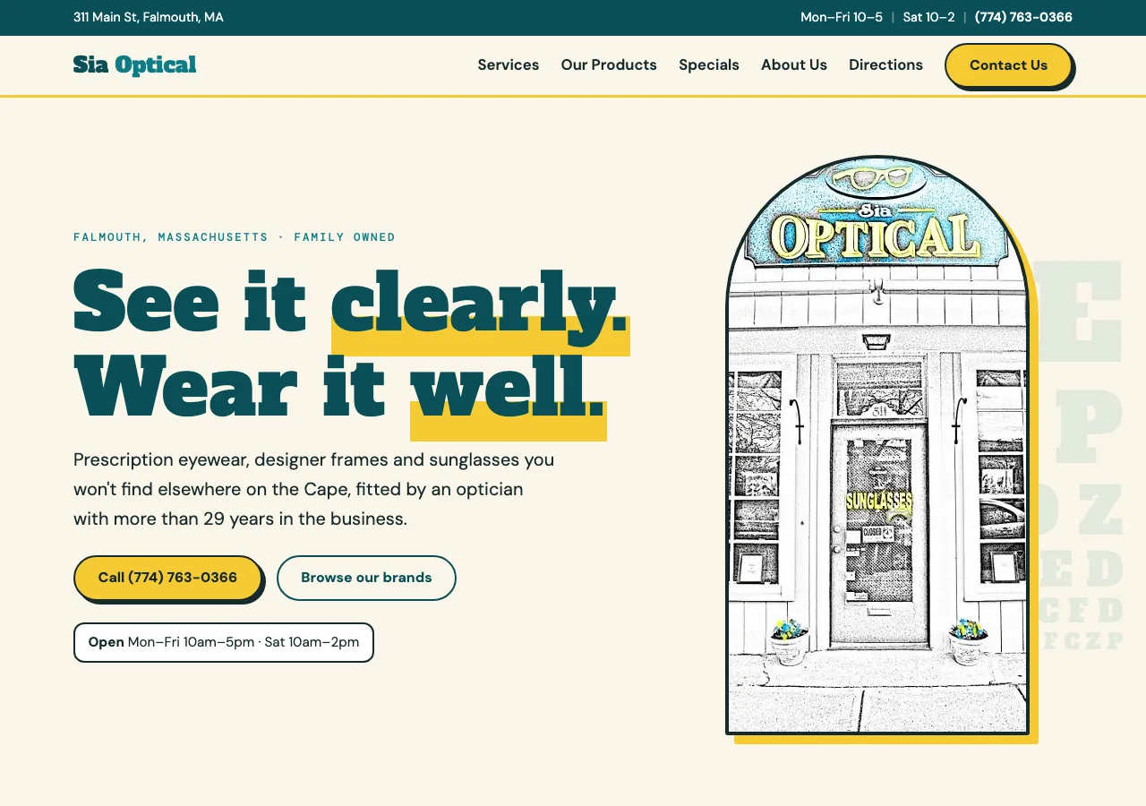 Sia Optical — new site by Wicked Fast Web