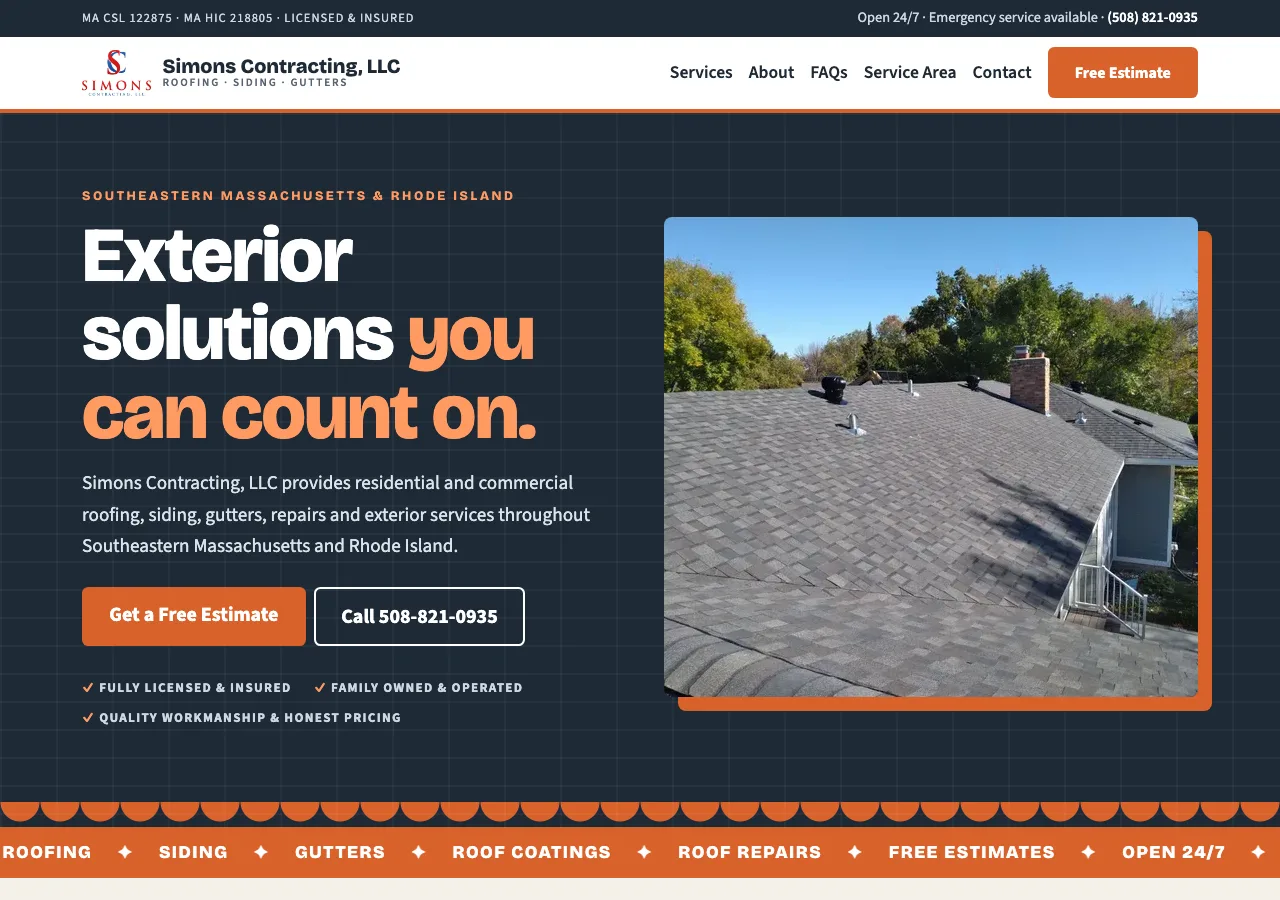 Simons Contracting, LLC — new site by Wicked Fast Web