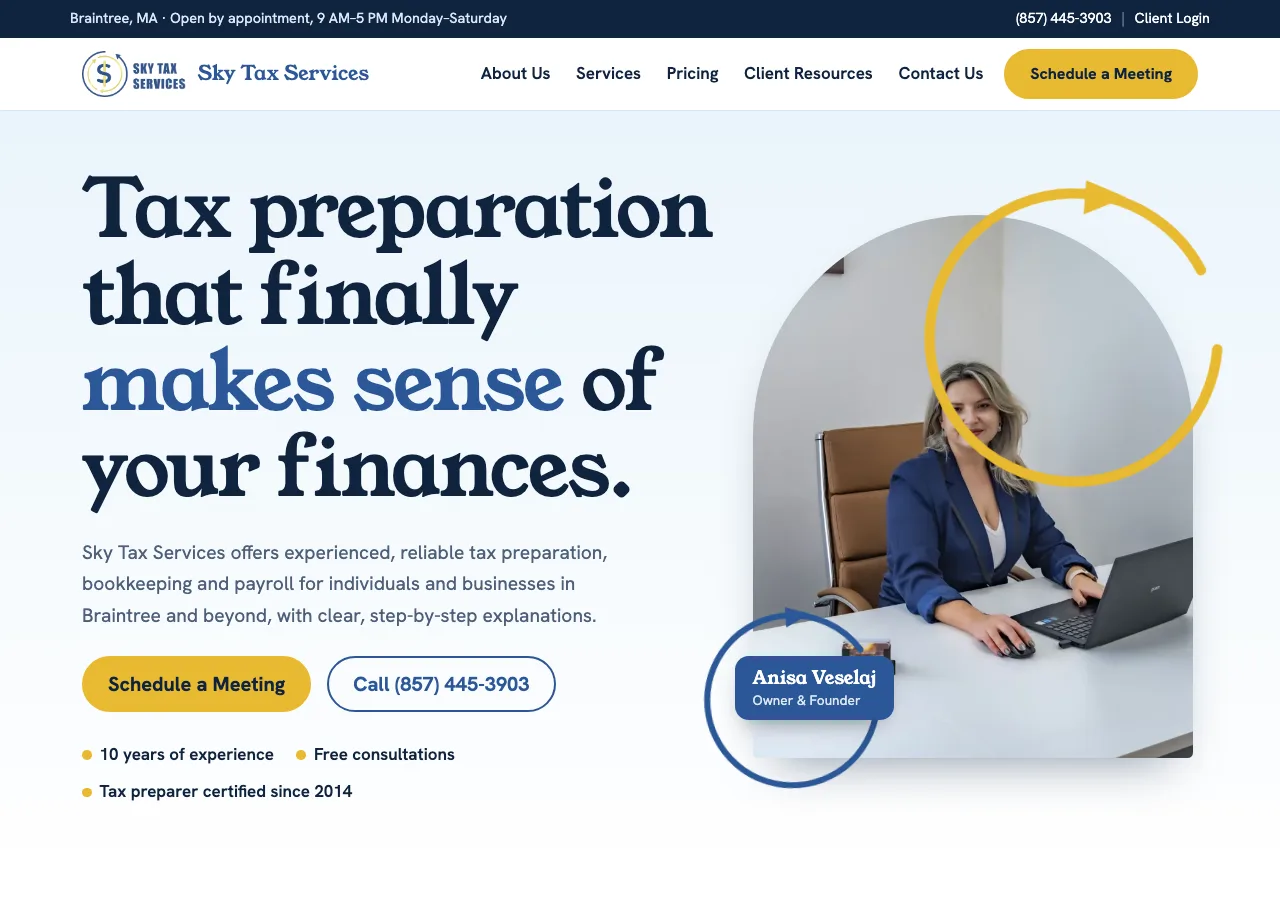 Sky Tax Services — new site by Wicked Fast Web