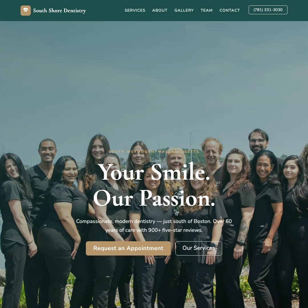 South Shore Dentistry — new site by Wicked Fast Web