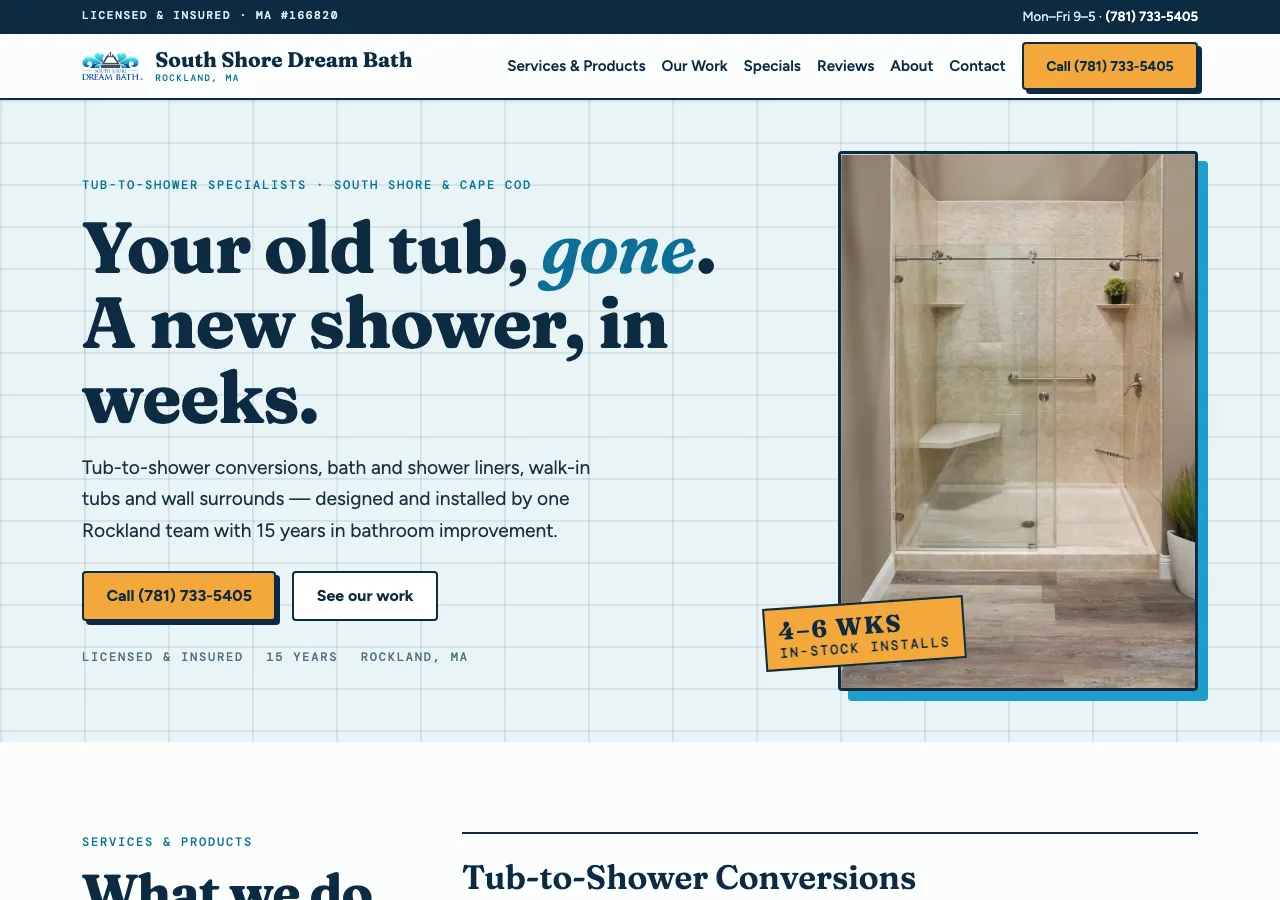 South Shore Dream Bath &mdash; your new site